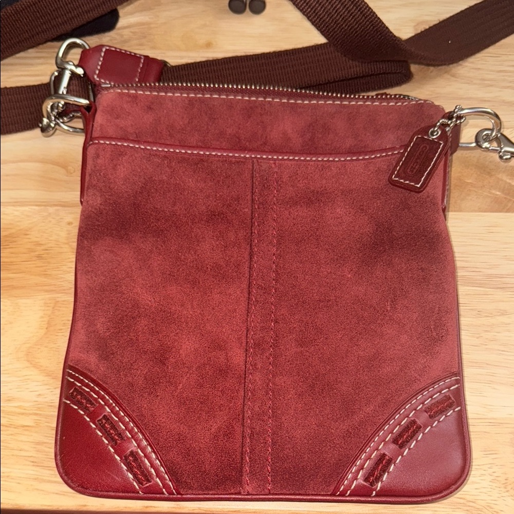 Coach Red Suede Crossbody Bag